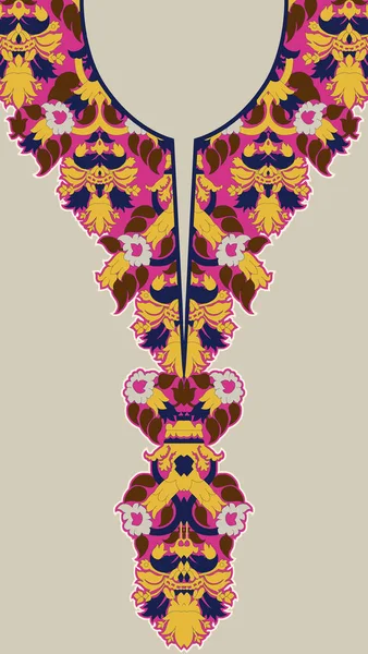 黒の背景に伝統的な美しい図部族のネックレス花の幾何学的な民族模様 アステカスタイルの刺繍抽象的なイラスト — ストック写真