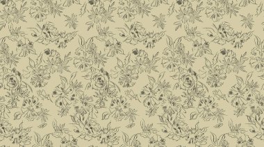 Çizgi egzotik manolya çiçekleri çizimi. Çağdaş çiçeksiz desen. Tasarım için modaya uygun şablon. Soyut çiçek deseni.