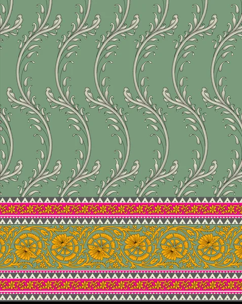 Elegantes Paisleys Diseño Frontera Ornamento Geométrico Tradicional Diseño Borde Estilo — Foto de Stock