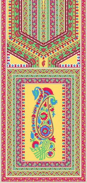Textile Digital Design Carpet Motif Luxury Pattern Decor Border Ikat — 图库照片