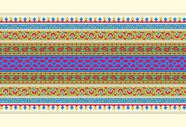 Цифровой Мотив Текстильного Дизайна Геометрической Границей Этническим Стилем Украшения Ботаническими — стоковое фото