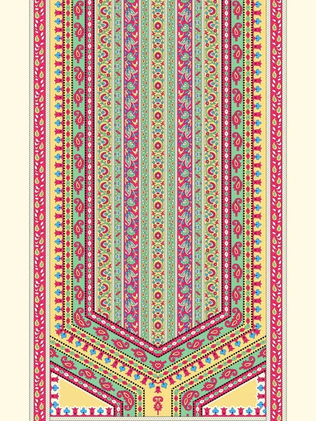 Ikat Paisley Bordir Bunga Pada Background Geometric Pola Etnis Oriental — Stok Foto