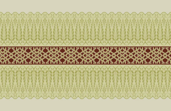 Barok Ornament Rand Met Bloemen Illustratie Elegant Ontwerp Voor Textiel — Stockfoto