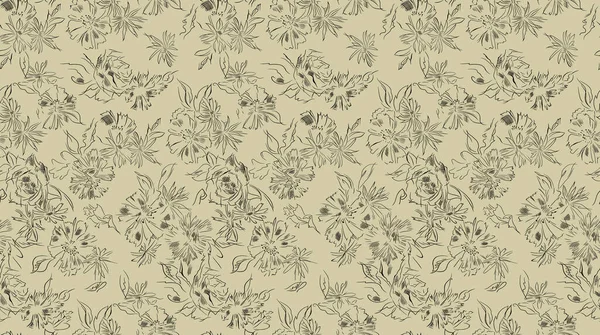 Linia Egzotyczne Kwiaty Magnolii Wzór Ilustracji Współczesny Wzór Kwiatowy Bez — Zdjęcie stockowe