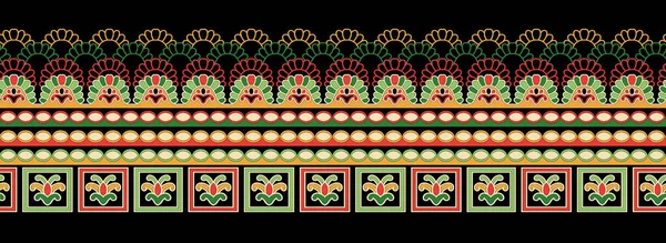 Геометрический Цветок Листья Мотивы Орнамент Красивый Дизайн Полосы Геометрические Границы — стоковое фото