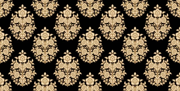 Digitale Ajrakh Naadloze Patroon Blokkenprint Bloemenprint Batik — Stockfoto