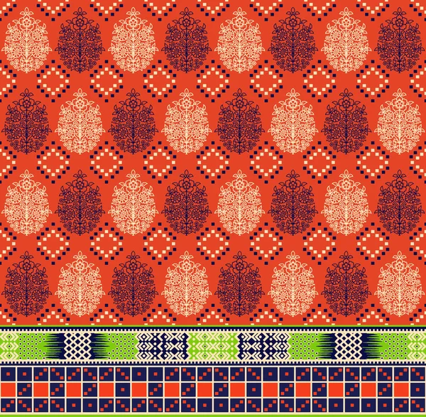 Cross Stitch Geometric Ethnic Patterns Design Saree Patola Sari Dupatta — 图库照片