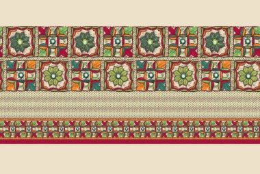 Textile Digital Ikat Ethnic Design Set of damask Border Baroque Pattern wallpapers gift card Frame for women cloth use Mughal Paisley Abstract Vintage Turkish Indian classical texture print in fabrics