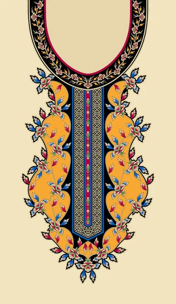Desain Digital Tekstil Karpet Motif Kemewahan Pola Dekorasi Perbatasan Ikat — Stok Foto