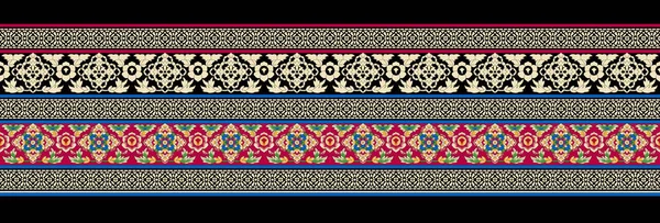 Patrón Sin Costuras Con Flores Fronteras Étnicas Ilustración Floral Textil — Foto de Stock