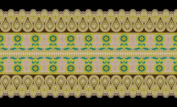 Diseño Borde Motivo Floral Sin Costuras Textil Diseño Digital Alfombra —  Fotos de Stock