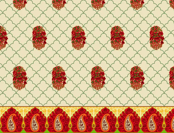 Design Borda Motivo Floral Sem Costura Têxtil Design Digital Tapete — Fotografia de Stock