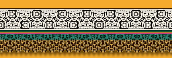 Textile Digital Ikat Ethnic Design Set Damask Border Baroque Pattern — Stock fotografie