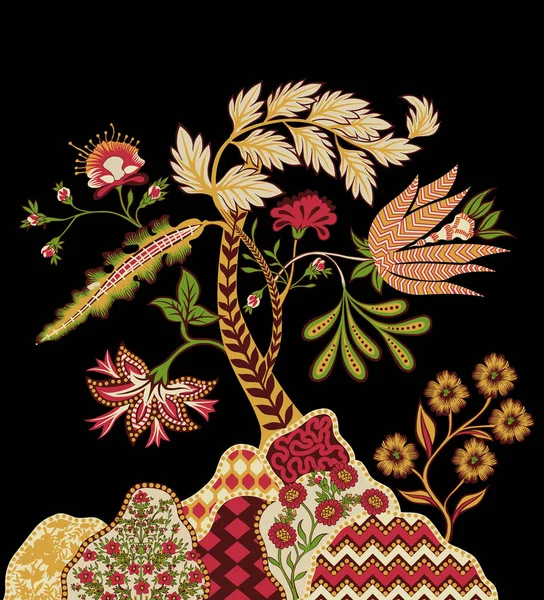 Art Mughal Bordure Ethnique Fond Géométrique Texture Répéter Motif Bouquets — Photo