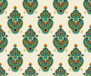 Turkish seamless pattern with luxury floral ornament. Traditional Arabic, Indian motifs. Great for fabric and textile, wallpaper, packaging or any desired idea.