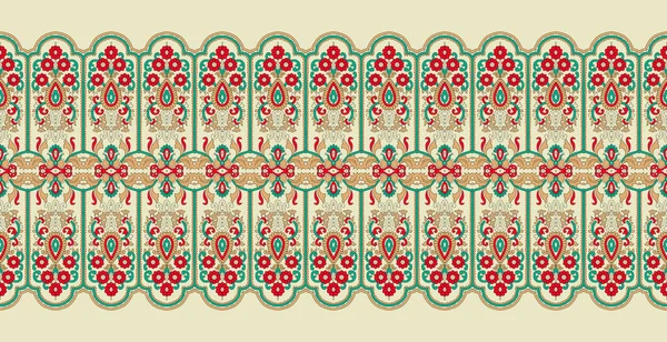 Motivo Fronteira Étnica Arte Mughal Flor Cacho Botânico Padrões Flolares — Fotografia de Stock