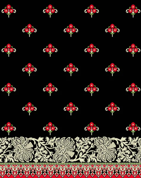 Textile Digital Design Motif Border Pattern Hand Made Artwork Suitable — Stock Photo, Image