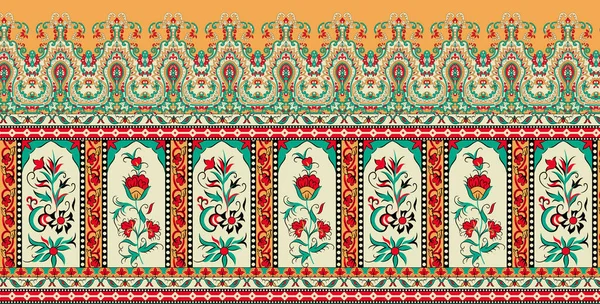 Digital Textile Design Motif Geometrical Border Seamless Ethnic Style Decoration — Foto de Stock