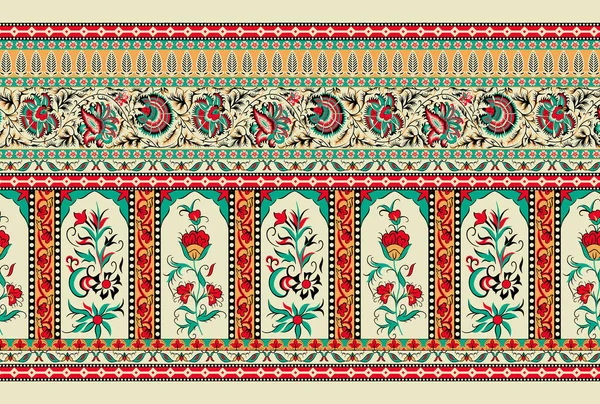 Textil Digital Diseño Frontal Posterior Blanco Ornaments Handmade Arte Illustration — Foto de Stock