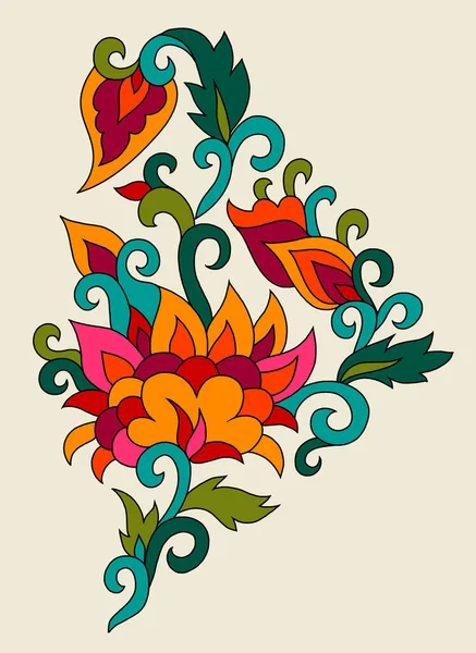 Восточный Мотив Цветов Оригинальный Цветочный Дизайн Деревянной Лозой Экзотическими Цветами — стоковое фото