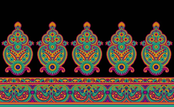 Tekstylny Tradycyjny Wzór Granicy Tle Mughal Dzieła Sztuki Tradycyjne Mughal — Zdjęcie stockowe