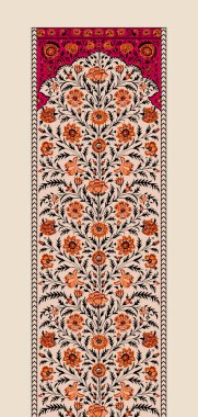 Siyah arkaplana çiçek desenli nakış. Geometrik etnik doğu desenli geleneksel. Aztec tarzı soyut illüstrasyon. desen, kumaş, giysi, ambalaj, dekorasyon ve halı için tasarım.