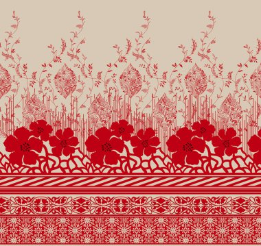 Textile digital design Mughal motif decor ornament ethnic border pattern hand made artwork abstract shape wallpaper gift card frame for women's clothing front back with dupatta used in fabric industry