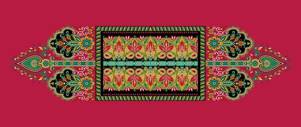 Digital Textile Design Motif Geometrical Border Ethnic Style Decoration Botanical — Stockfoto