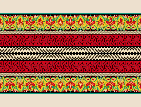 Baroque Ornament Border Flowers Illustration Elegant Design Textile Branding Handmade — 스톡 사진