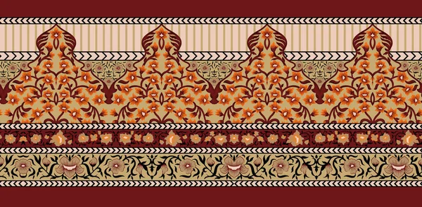 Têxtil Conjunto Design Digital Damasco Moghal Motivo Paisley Abstrato Vintage — Fotografia de Stock