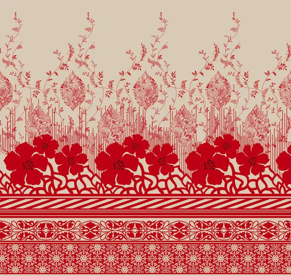 Textile Digital Design Mughal Motif Decor Ornament Ethnic Border Pattern — Stockfoto