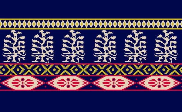 Beau Motif Oriental Ethnique Géométrique Traditionnel Sur Fond Bleu Style — Photo