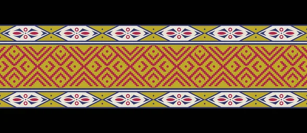 美丽的泰国无缝图案 传统黑色背景的几何东方图案 阿兹特克风格 地毯的设计 — 图库照片