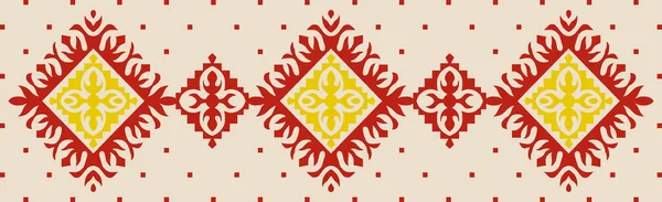 蕾丝边境 Ikat无缝模式 用条纹和雪佛龙扎染雪佛兰印花 墨水质地的日本背景 族裔结构 波希米亚风格 非洲创意 达摩地毯 — 图库照片