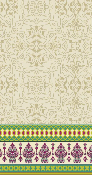 Seamless Paisley Indian Silky Border Seamless Border Decorative Ethnic Elements — Stock Photo, Image