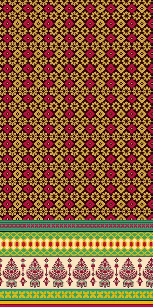 Σταυρός Στιτς Γεωμετρικά Εθνικά Μοτίβα Σχεδιασμός Για Saree Patola Sari — Φωτογραφία Αρχείου