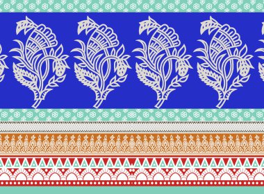 Baroque Ornament border with flowers illustration elegant design for textile branding handmade artwork ornament pattern repeat floral texture, vintage background hand drawing. wallpaper style