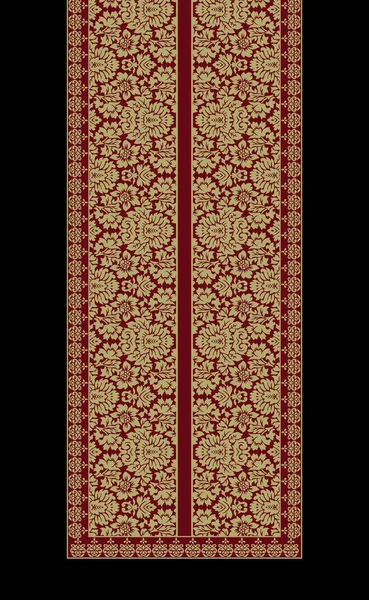 Textilní Digitální Ikat Etnický Design Sada Damasků Hraniční Baroko Vzor — Stock fotografie