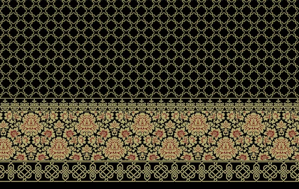 Textile Digitale Design Teppichmotiv Luxus Muster Dekor Grenze Ikat Ethnische — Stockfoto