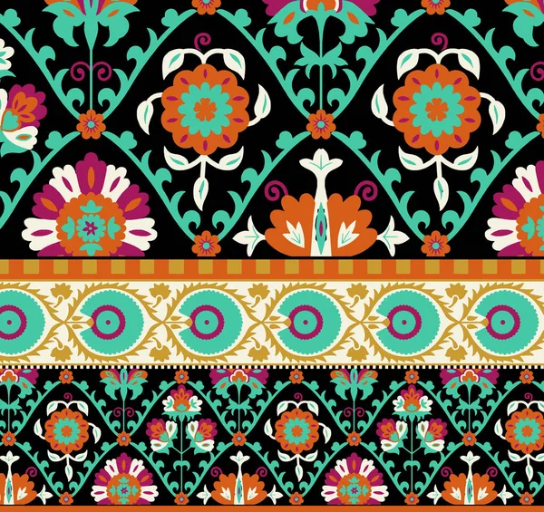 Barokowa Granica Ornament Kwiatami Ilustracja Elegancki Wzór Dla Marki Tekstylnej — Zdjęcie stockowe