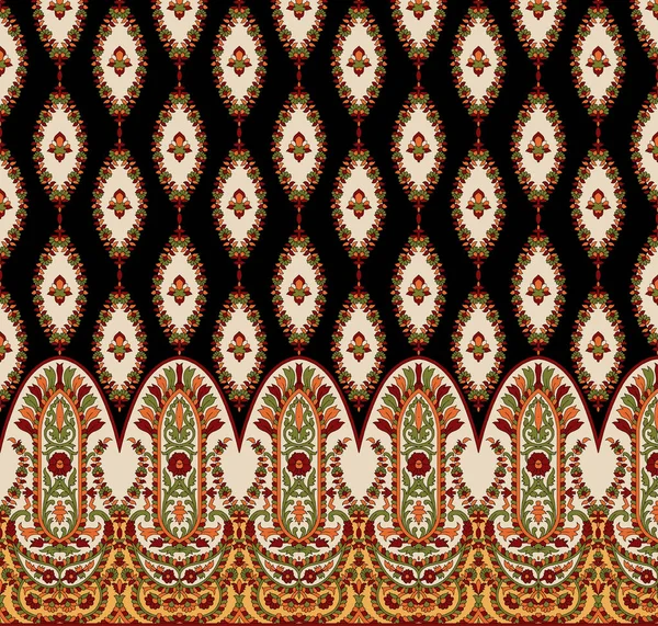 Textil Diseño Digital Alfombra Motivo Patrón Lujo Decoración Frontera Ikat — Foto de Stock