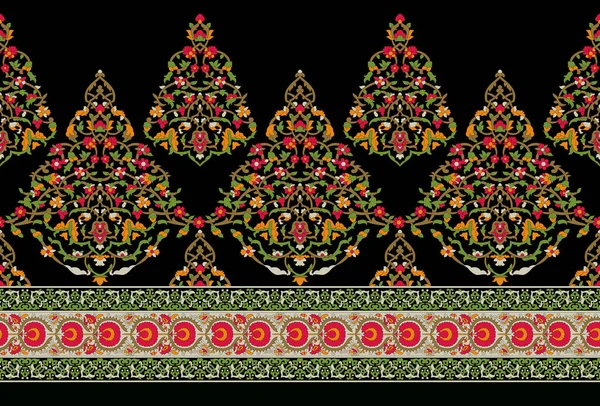 이슬람 디자인 Mughal Floral Art Motifs Border Design 바다없는 모티프 — 스톡 사진