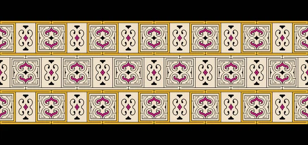 Textile Digital Ikat Ethnic Design Set Damask Border Baroque Pattern —  Fotos de Stock