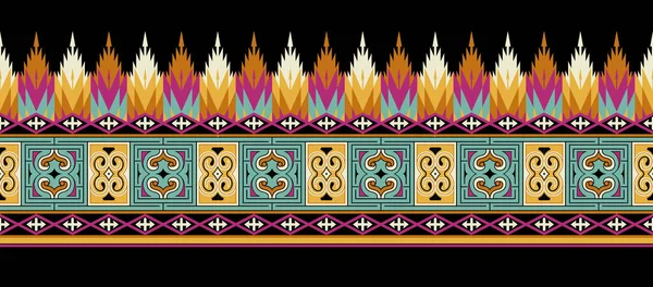 Textile Digital Ikat Ethnic Design Set Damask Border Baroque Pattern — 스톡 사진