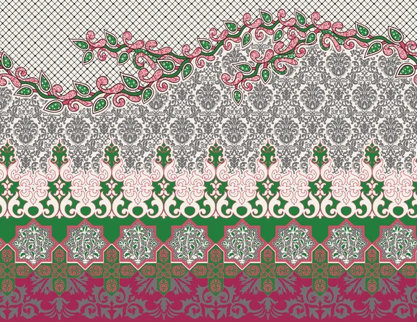 Cross Stitch Geometric Ethnic Patterns Design Saree Patola Sari Dupatta — Stock Photo, Image
