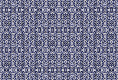 Beyaz ve mavi ikat etnik tasarım geçmişi. Kabiledeki kusursuz çiçek deseni, folklorik işlemeli soyut sanat. Sanat süsü baskısı. Halı, duvar kağıdı, giysi, ambalaj, kumaş tarzı için tasarım.