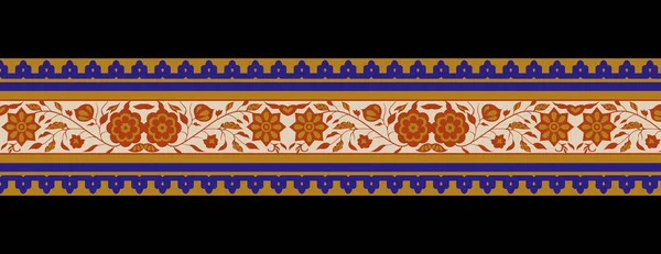 Бесшумный Узор Этническими Границами Цветочная Иллюстрация Азиатском Текстиле Границы Этнических — стоковое фото