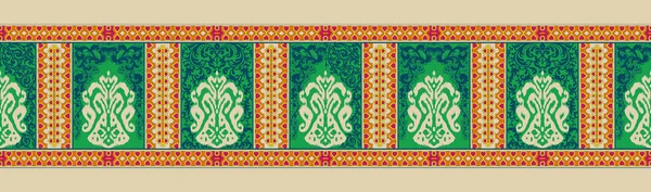 Тайская Вышивка Ikat Paisley Коричневом Фоне Геометрическим Восточным Узором Стиле — стоковое фото