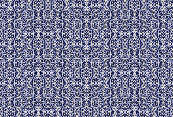 White Blue Ikat Ethnic Design Background Seamless Ikat Floral Pattern — Stock Photo, Image