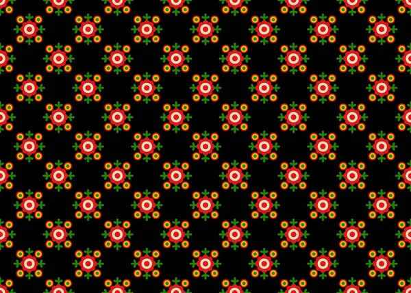 Retro Bezszwowy Wzór Kolorowymi Kwiatami Czarnym Tłem Retro Wielobarwny Naiwny — Zdjęcie stockowe